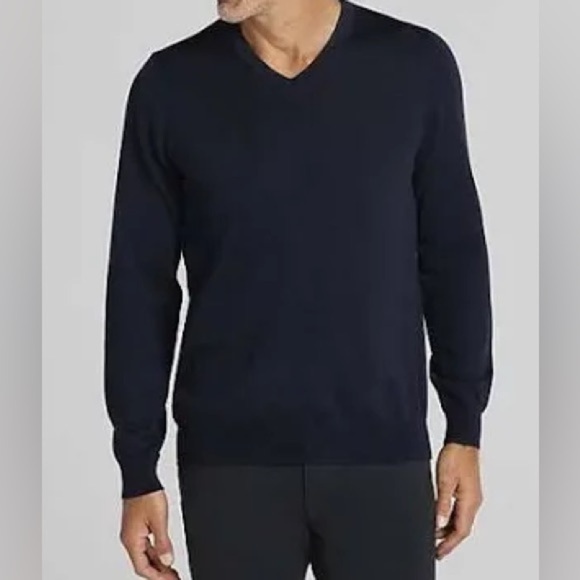 Joseph Abboud Men's Classic Black V-Neck 100% Merino Wool Sweater Size XL - Picture 3 of 9